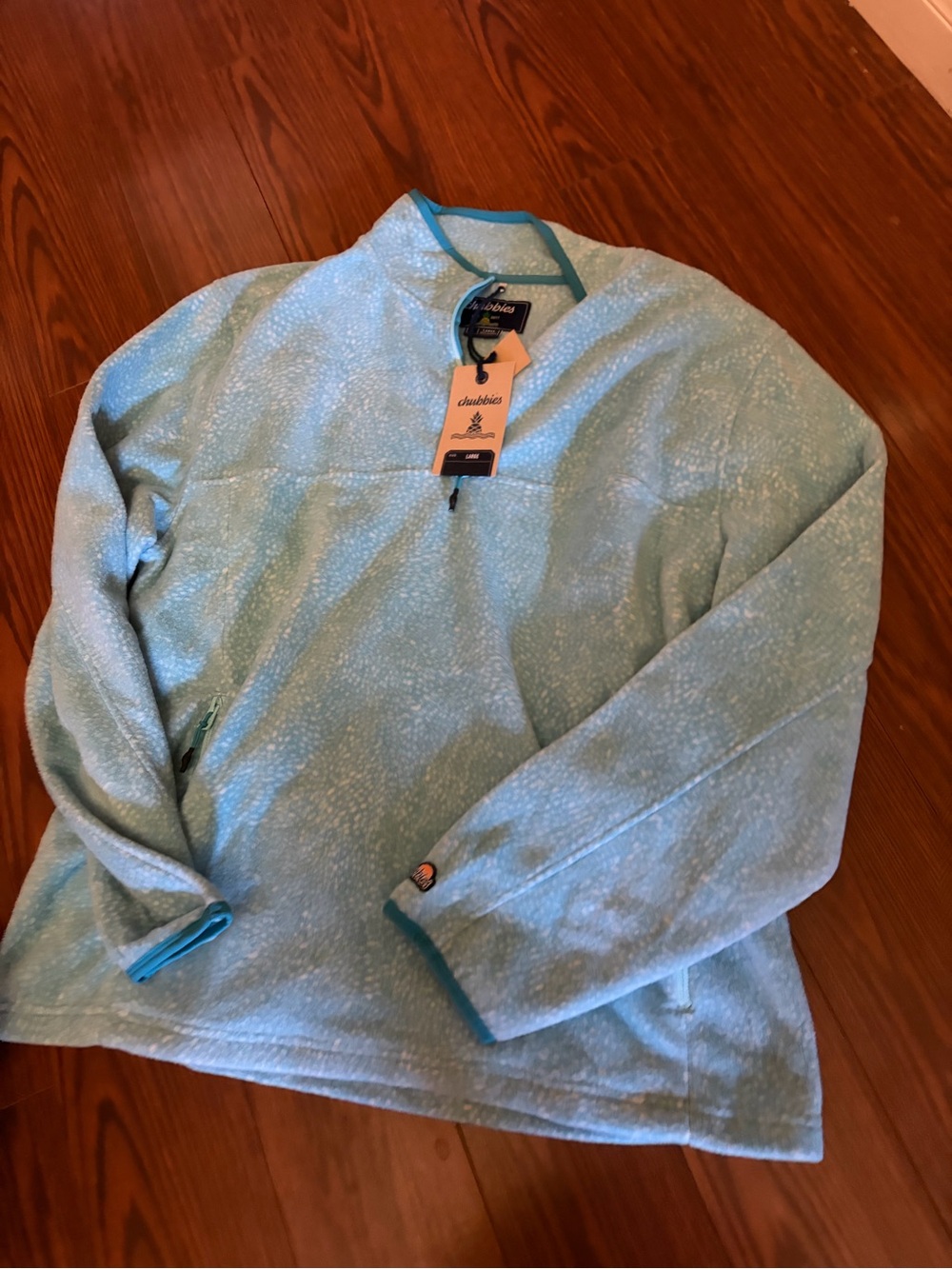 Unisex men women’s chubbies Sky Blue Fleece with white dots Quarter-Zip Pullover